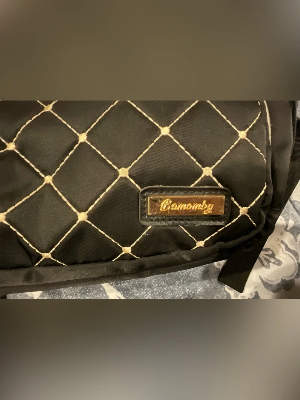Bamomby Diaper Backpack, Black with Gold Accents